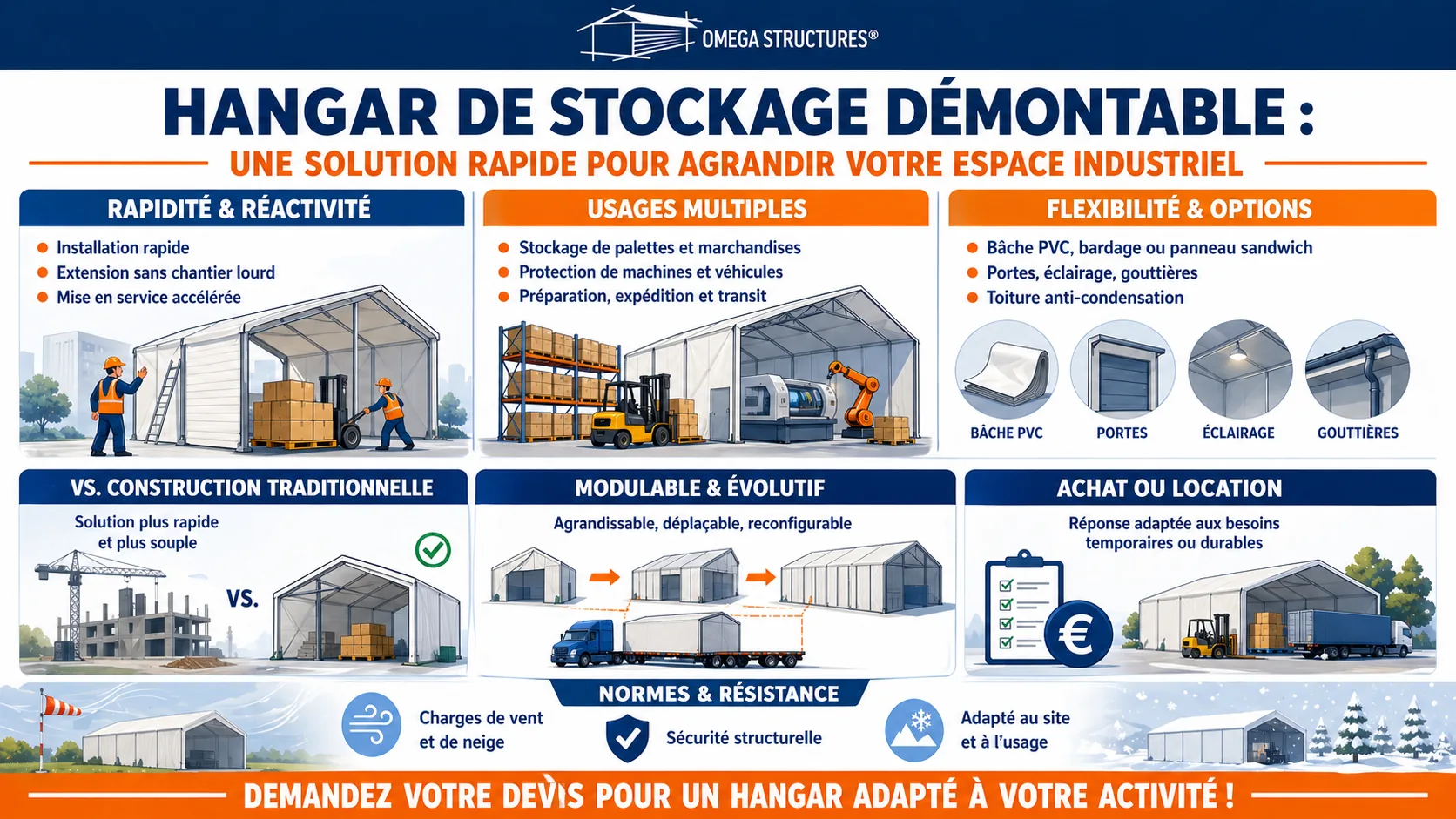 Hangar de stockage démontable