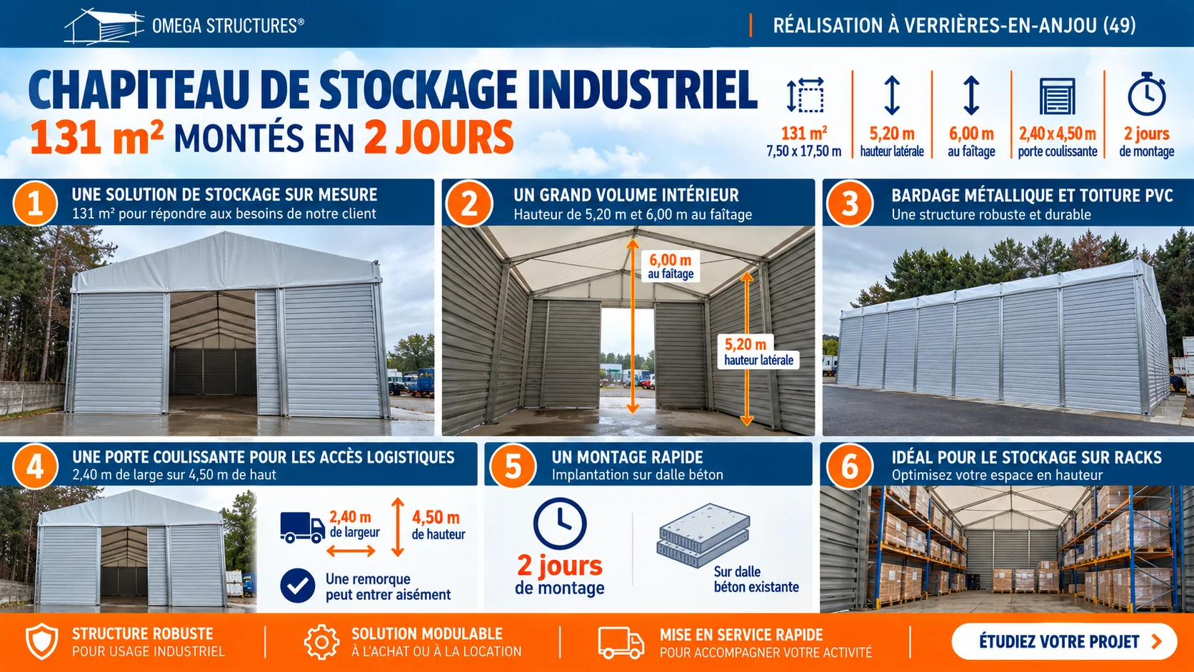 Chapiteau de stockage infographie